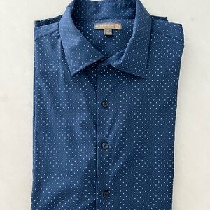 Peter Millar Navy Blue Micro Dot Button-Down Shirt